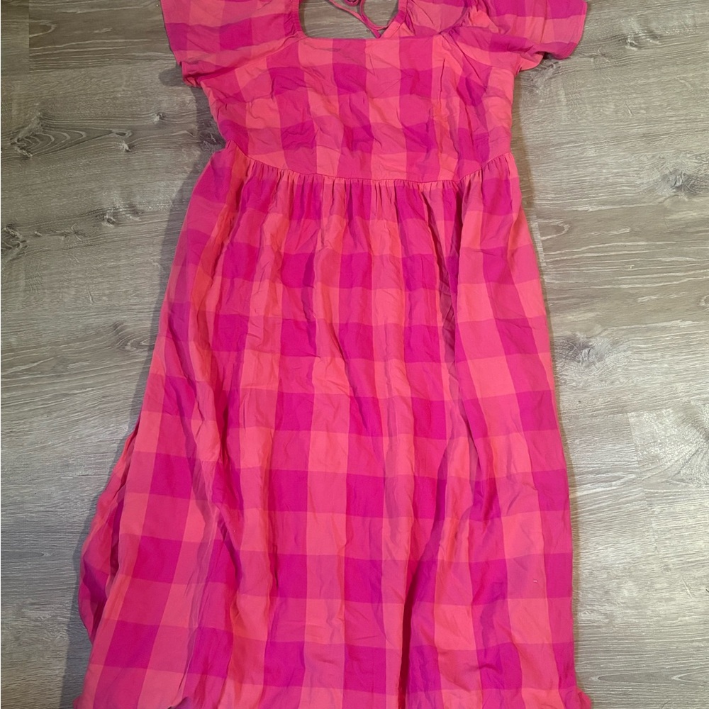Lane Bryant Dress in Pink and Orange Checkered Pattern